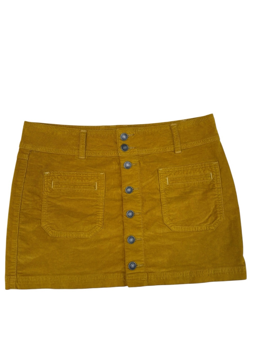 We The Free Mustard Button-Front Corduroy Mini Skirt